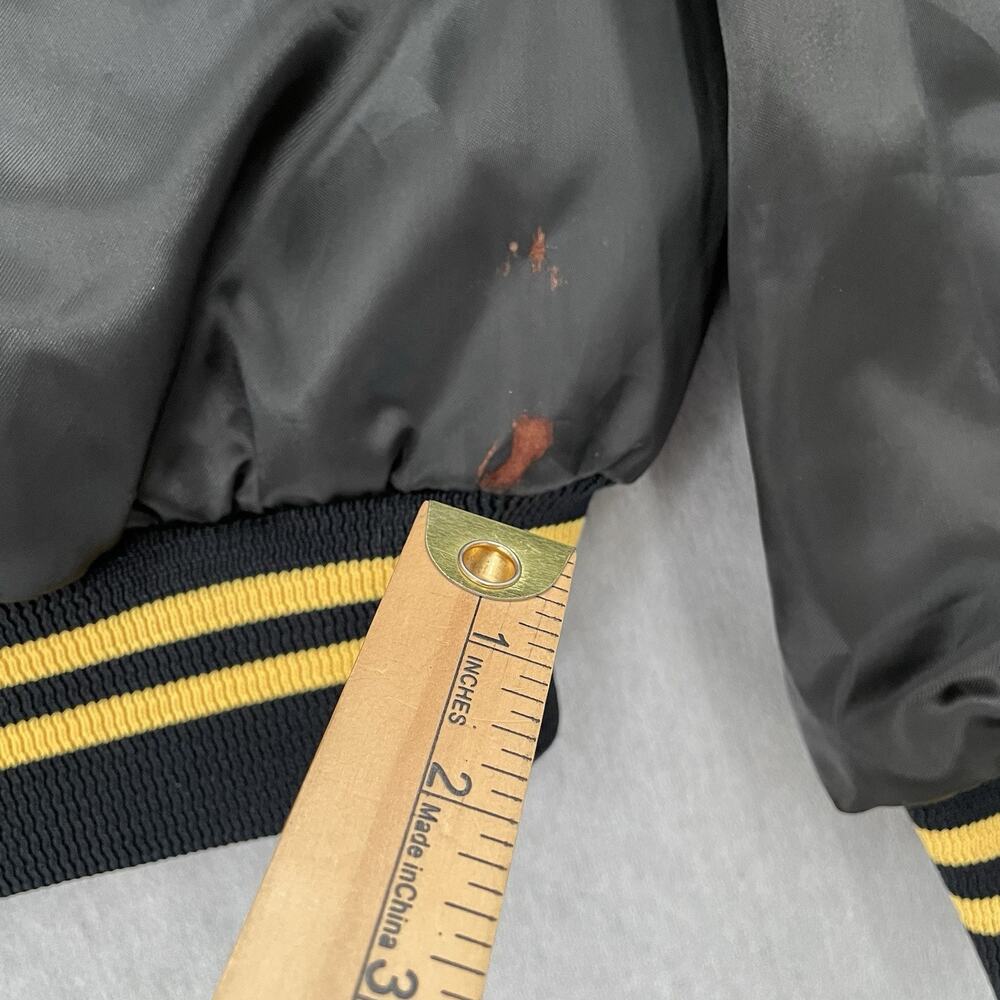 VINTAGE US Army Jacket Adult Medium Black Satin Bomber Quilted POW MIA Men M 80s - Picture 8 of 14